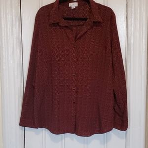 Jaclyn Smith Black and Red Button Up Blouse